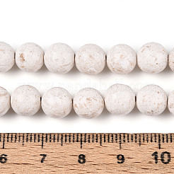染め加工天然石フォッシルビーズ連売り  ラウンド  フローラルホワイト  8~8.5x8mm  穴：1mm  約50個/連  15.94''（40.5センチメートル）&nbsp;G-T139-8mm-66A