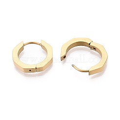 304ステンレススチールフープピアス  八角形  イオンプレーティング（ip）  18KGP本金メッキ  16x17x3mm&nbsp;STAS-T074-38G-B