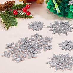 キラキラ輝くクリスマススノーフレークプラスチック吊り下げオーナメント36個  コード36本付き  パーティーの装飾用  銀  50~105x2~2.5mm&nbsp;HJEW-GF0001-64A