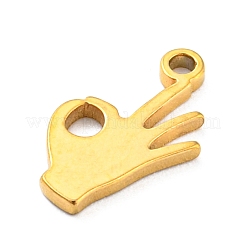 304ステンレススチールチャーム  ゴールドカラー  レーザー切断  いいジェスチャー  12x6.5x1mm  穴：1mm&nbsp;X-STAS-Q306-01G-H