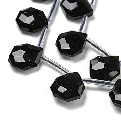 天然石オブシディアンビーズ連売り  トップ掘削  ティアドロップ  多面カット  15x13x5mm  穴：0.8mm  約24個/連  15.35''~16.14''（39~41センチメートル）&nbsp;G-P544-C02-01