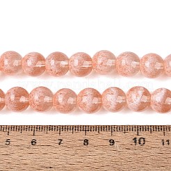 透明な半分スプレー塗装されたガラスビーズの連  ラウンド  ライトサーモン  10mm  穴：1~1.2mm  約81~86個/連  29.72~31.69インチ（75.5~80.5cm）&nbsp;LS-GLAA-Q110-02A-06