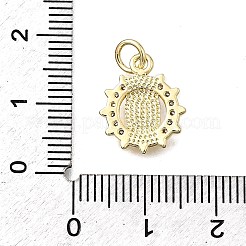 真鍮製マイクロパヴェキュービックジルコニアペンダント  18KGP本金メッキ  聖母マリアチャーム  フラットラウンド  15x12x2.5mm  穴：3mm&nbsp;KK-P336-04B-G