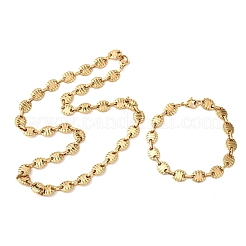 304ステンレススチール製オーバルリンクチェーンネックレス＆ブレスレットセット（女性用）  イオンプレーティング（ip）  18KGP本金メッキ  8.86インチ（22.5cm）  17.91インチ（45.5cm）&nbsp;SJEW-F228-01G