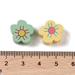 メープルウッドビーズ  花  ミックスカラー  14x13.5x6mm  穴：2mm  1000個/ 500g&nbsp;WOOD-E017-05