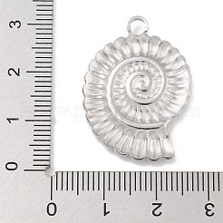 変色防止304ステンレススチールペンダント  スパイラルシェルチャーム  ステンレス鋼色  30x21.5x2.6mm  穴：3mm&nbsp;STAS-D197-08P