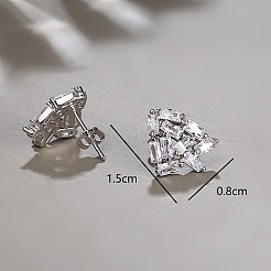 真鍮製マイクロパヴェキュービックジルコニアスタッドピアス  ツリー  プラチナ  15x8mm&nbsp;YP6640