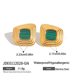 304ステンレススチールアクリルナゲットスタッドピアス  ゴールドカラー  ティール  21.7~22.4x22.3~22.4mm&nbsp;FS-WG2C215-02