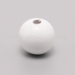 塗装天然木ビーズ  ラウンド  ホワイト  19mm  穴：4~5mm&nbsp;WOOD-WH0115-82