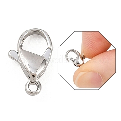 変色しにくい316サージカルステンレススチール製ロブスタークロウ留め金  ステンレス鋼色  12x8mm  穴：1mm&nbsp;X-STAS-316-FL12A