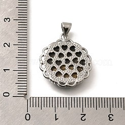 真鍮と天然貝の彫刻ペンダント  ラックめっき  蝶とフラットラウンド  プラチナ  22x19.5x3mm  穴：3x4mm&nbsp;KK-Z091-01P-01