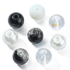 100個スプレー塗装クラックルガラスビーズ  ラウンド  ミックスカラー  8mm  穴：1.3~1.6mm&nbsp;GLAA-CJ0002-15