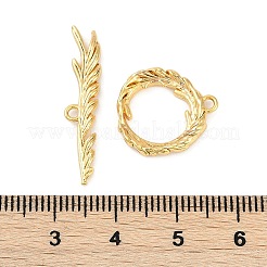 真鍮製マンテル  カドミウムフリー＆ニッケルフリー＆鉛フリー  ブランチ  18KGP本金メッキ  リング：17x15.5x3mm  穴：1.5mm  バー：28.5x5.5x2mm  穴：1.5mm.&nbsp;KK-K391-03G
