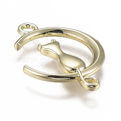 合金ジュエリーペンダント  猫とムーン  ライトゴールド  28x20x3mm  穴：2.5mm&nbsp;PALLOY-Z001-05LG