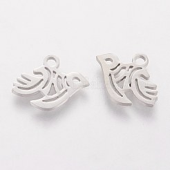 変色しにくい201ステンレススチールチャーム  鳥の平和  ステンレス鋼色  10x13x1.1mm  穴：1.5mm&nbsp;STAS-Q201-T482