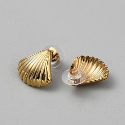 304ステンレススチールスタッドピアス  シェル形状  ゴールドカラー  17x18mm&nbsp;EJEW-WH0020-48