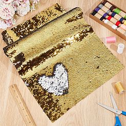 ペット用両面フリップスパンコール生地  衣類 バッグ 装飾 アクセサリー  銀  1000x330x0.5mm&nbsp;DIY-WH0888-037C