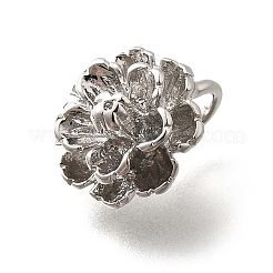 真鍮製チャーム  カドミウムフリー＆ニッケルフリー＆鉛フリー  花  プラチナメッキ  11x10.5x7mm  穴：3mm&nbsp;KK-M318-27P