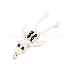 ハロウィン 東宝ガラスシードビーズペンダント  銅線で  ホワイト  スカルチャーム  43x23x2mm  穴：2mm&nbsp;PALLOY-MZ01386-01