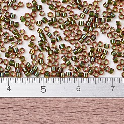 MIYUKIデリカビーズ  シリンダー  日本製シードビーズ  11/0  （db1741)オリーブ裏地オレンジab  1.3x1.6mm  穴：0.8mm  約2000PCS /ボトル  10 G /ボトル&nbsp;SEED-JP0008-DB1741