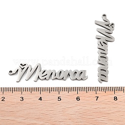 変色しない201ステンレススチールペンダント  メノルカの魅力という言葉  ステンレス鋼色  11x43.5x1.5mm  穴：1.5mm&nbsp;STAS-A090-28C-P