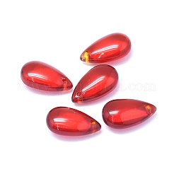 クリアガラスチャーム  ティアドロップ  レッド  14x8x5mm  穴：1.2mm&nbsp;GLAA-H016-11K-2