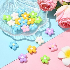 不透明なアクリルビーズ  花  ミックスカラー  21x19.5x8mm  穴：2mm  20個。&nbsp;OACR-CJC0009-06
