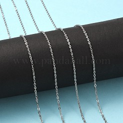 変色しにくい304ステンレススチールアズキチェーン  ハンダ付け  スプールで  フラットオーバル  ステンレス鋼色  2.4x1.9x0.4mm  約32.8フィート（10m）/ロール&nbsp;CHS-R008-15