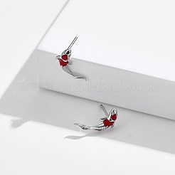 変色防止ロジウムメッキスターリングシルバースタッドピアス925個  キュービックジルコニアとイヤーナット付き  魚  プラチナ  12x12mm&nbsp;STER-BB72115