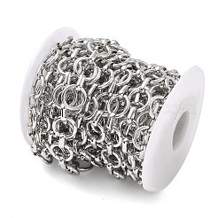 ラックメッキ真鍮製楕円形リンクチェーン  溶接されていない  スプールで  プラチナ  13x2mm  リンク：3x9.5x5.5mm  約16.40フィート（5m）/ロール&nbsp;CHC-N009-01P