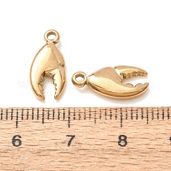 304ステンレススチールチャーム  ロブスターの爪のチャーム  ゴールドカラー  15x7x3mm  穴：1.3mm&nbsp;SA-D002-06G
