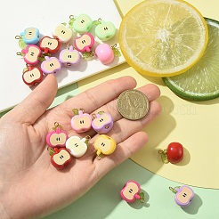 20PCSアクリルパーツ  りんご  プラチナ鉄ループ付き  ミックスカラー  20mm  穴：2mm&nbsp;PALLOY-YW00129