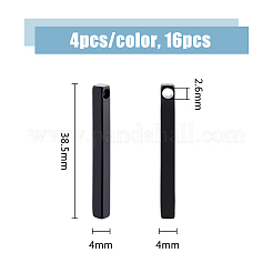 16個4色201ステンレスペンダント  長方形のチャーム  ミックスカラー  38.5x4x4mm  穴：2.6mm  4個/カラー&nbsp;STAS-DC0015-98