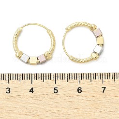 真鍮製フープピアス  立方体とリング  18KGP本金メッキ  18x3mm  ピン：0.8mm&nbsp;EJEW-B117-03