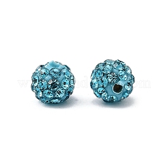 樹脂粘土ラインストーンビーズ  パヴェボールディスコビーズ  グレードA  アクアマリン  pp9（1.5mm）  1.6mm  穴：6mm&nbsp;RB-H284-6MM-202