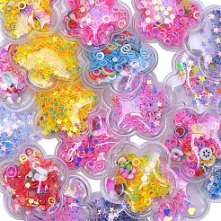 プラスチックと樹脂およびポリマー粘土の付属品  ボビーピンアクセサリーのDIY  グリッターパウダー  スター＆フルーツ＆フラットラウンド＆リングの花  ミックスカラー  30x31x5mm&nbsp;RESI-CJC0007-37