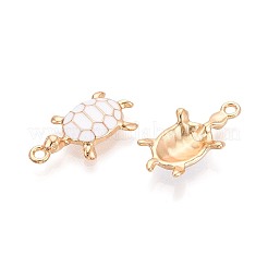 合金エナメルチャーム  タートルチャーム  ゴールドカラー  ホワイト  24x13x4mm  穴：1.8mm&nbsp;PALLOY-T092-26G-02