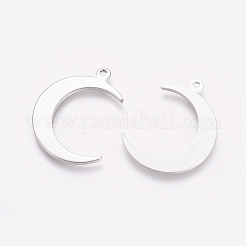 ラックメッキ真鍮チャーム  カドミウムフリー＆鉛フリー  ムーン  プラチナ  22x16.5x1mm  穴：1.2mm&nbsp;KK-D530-01P
