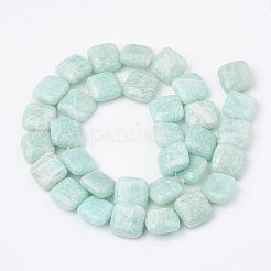 天然石アマゾナイトビーズ連売り  正方形  12~12.5x12~12.5x4~6mm  穴：1mm  約33個/連  15.9インチ&nbsp;G-S299-94