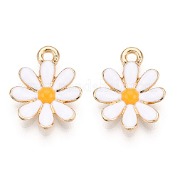ライトゴールドメッキ合金チャーム  エナメル  花  ホワイト  17.5x14.5x3mm  穴：2mm&nbsp;ENAM-T009-39A