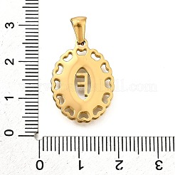 金色の304ステンレススチールペンダント  シェルと  ハートのある中空の楕円形  文字F  23x16.5x2mm  穴：5.5x3mm&nbsp;STAS-K300-02G-F