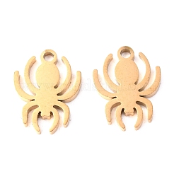 304ステンレススチールチャーム  レーザー切断  ハロウィン用  クモ  ゴールドカラー  12x8x1.1mm  穴：0.8mm&nbsp;STAS-O142-47G