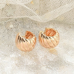 ラックメッキリング真鍮フープピアス  長持ちメッキ  シャンパンゴールド  14x10mm&nbsp;EJEW-M090-02G