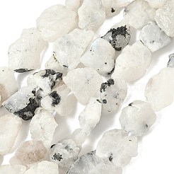 生のラフナチュラルレインボームーンストーンビーズ連売り  ナゲット  6~24x7~16x4~10mm  穴：1mm  約25~38個/連  15.35~15.94''（39~40.5センチメートル）&nbsp;G-M453-D03