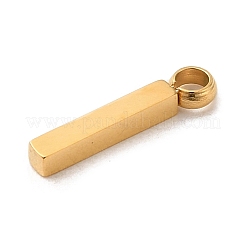 304ステンレススチールチャーム  長方形のチャーム  14KGP本金メッキ  10x2x1.5mm  穴：1.5mm&nbsp;STAS-L022-260G