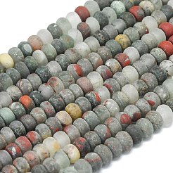 天然のアフリカブラッドストーンビーズ連売り  艶消し  ロンデル  6x4mm  穴：1mm  約93~96個/連  14.57~14.76インチ（37~37.5cm）&nbsp;G-P575-A55-6x4mm