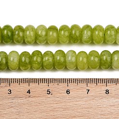 染め加工天然石ホワイトジェイドビーズ連売り  ロンデル  オリーブドラブ  10x6mm  穴：1.2mm  約63個/連  14.88''（37.8センチメートル）&nbsp;G-G107-A40-01