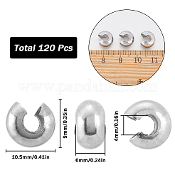304ステンレススチール製クリンプビーズカバー  ステンレス鋼色  10.5x9x6mm  80個/箱&nbsp;STAS-SC0007-02B