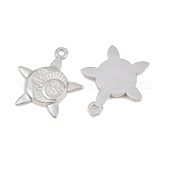 304ステンレスペンダント  笑顔の太陽のチャーム  ステンレス鋼色  22.5x19.5x2mm  穴：1.8mm&nbsp;SA-CBAB51A-01P