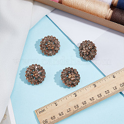 4穴合金ガラスシャンクボタン1個  花  アンティーク黄金  25x14mm  穴：2.4mm&nbsp;FIND-DR0002-01AG